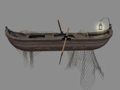 Medieval Fishing Boat 3D model