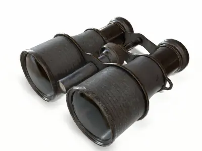 Black Vintage Binocular Low-poly 3D model