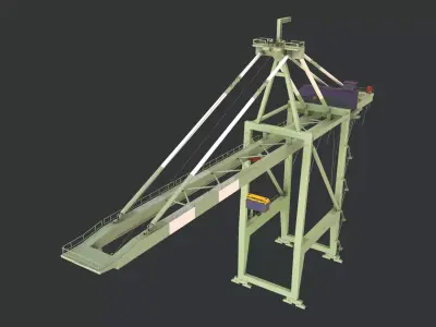 PBR Quayside Container Crane Version 1-  Green White Low-poly 3D model