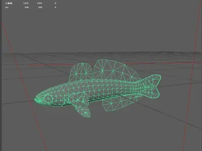 Bass fish Low-poly 3D model 13