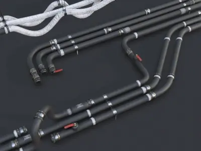 Modular Pipes - Sci-Fi Painted Black Low-poly 3D model