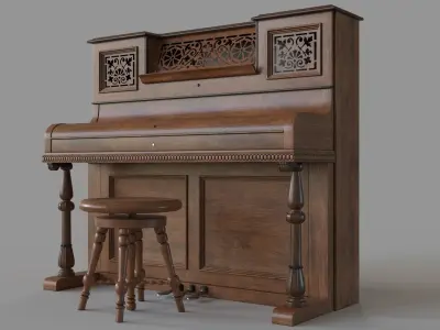 Antique Piano 3D model
