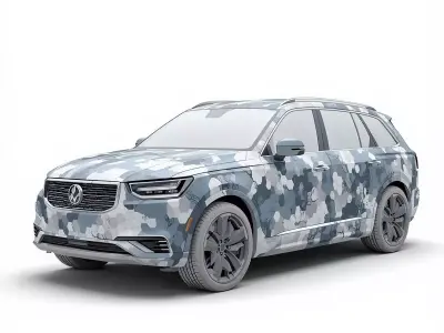 Realistic Sci-Fi Arctic Hex-Camo SUV model Low-poly 3D model