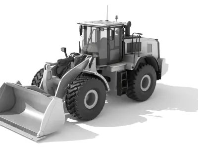 Wheel Loader White Low-poly 3D model