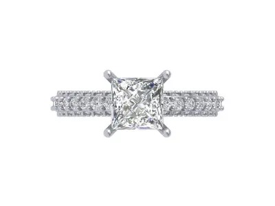 Princess Solitaire Ring 3D print model 3