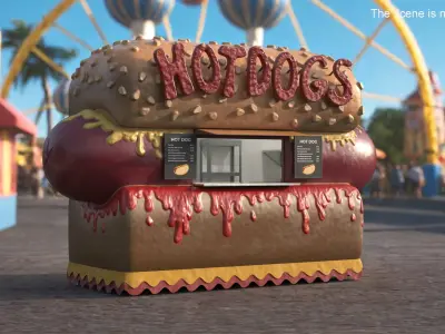 Whimsical Hot Dog Sales Cabin 3D model