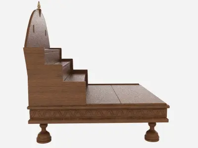 indian antique wooden pooja stand 3D model