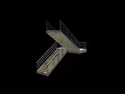Staircase with railing 3D model