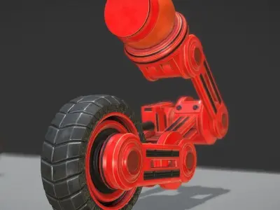 Hydraulic Suspension with Tires Neon Red Version Rigged Low-poly 3D model