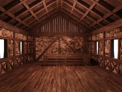 Old Medieval Building House 4K Textures GameReady 45 Low-poly 3D model