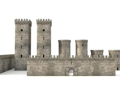 Medieval castle parts Low-poly 3D model