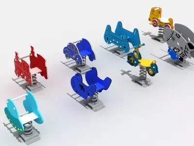 Traffic themed spring rocking chair 3D model