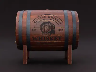 Wooden barrel 3D model 2