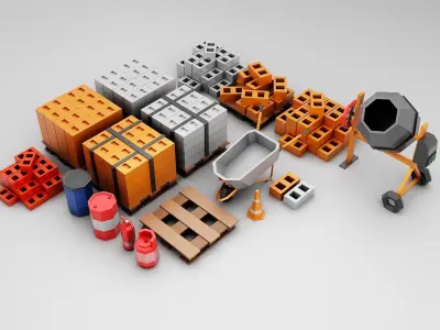 Industry Low-poly props pack model Low-poly 3D model