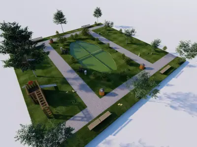 public park-Private Park Landscape 3D model shop