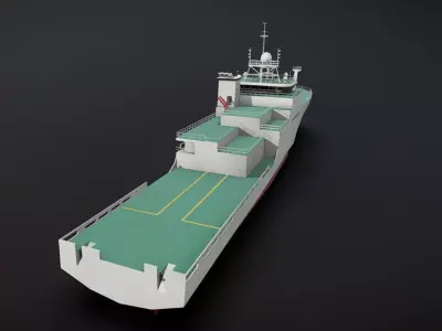scientific research ship Low-poly 3D model