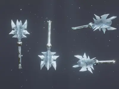 Set of 6 Elemental Mace - Fantasy medieval weapon Low-poly 3D model