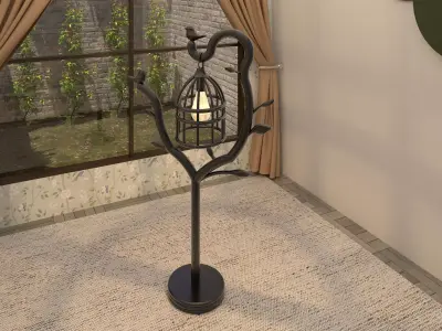 Cage Lamp Design Floor Lamp 3D Model OBJ FBX SKP MTL 3D model