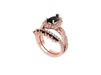 Pear Art Deco Ring 3D print model 9