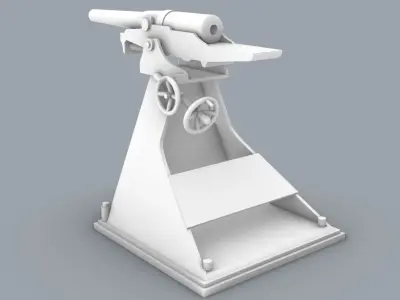 Skoda Naval Gun Low-poly 3D model