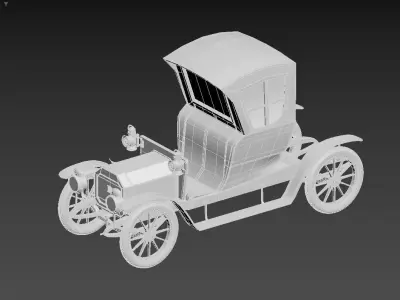 3D model of an early 20th-century automobile Low-poly 3D model
