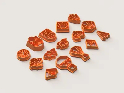 ART DECO PART 2 POLYMER CUTTER SET 3D print model