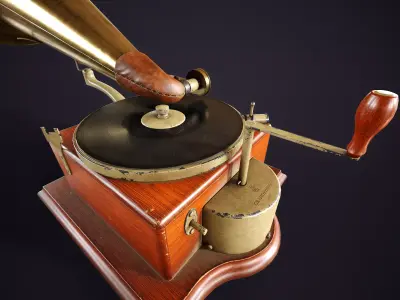 Vintage Gramophone 1890 Low-poly 3D model