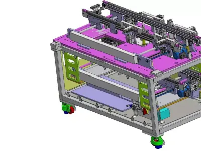 Automatic Width Adjustable Conveyor with Synchronized Twin Belts 3D model
