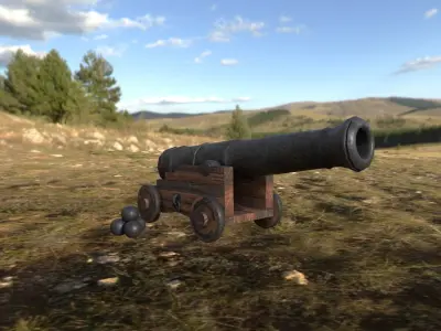 Weathered Cannon Low-poly 3D model