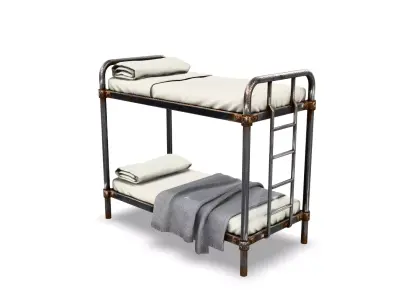 Prison Cell Metal Bunk Bed Free low-poly 3D model