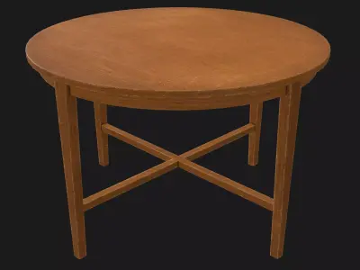 Wood Round Table  Game Ready PBR Low-poly 3D model