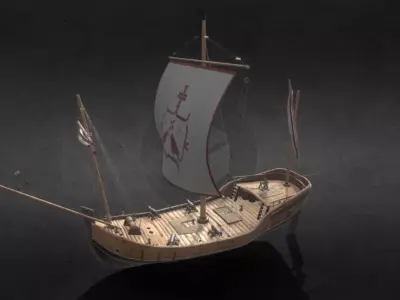 Caravel Ship Historical Sailing Vessel Low-poly 3D model