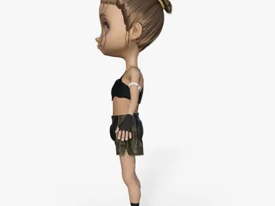 Cartoon Boxer girl Rigged 3D model
