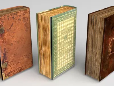 Low Poly Books old book with writing Low-poly 3D model