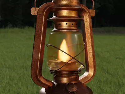 3D Old Lantern with Flame Animated  Blender 3D model