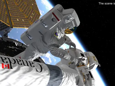 Spacesuit Extravehicular Mobility Unit EMU Rigged 3D model