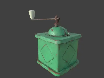 Vintage coffee grinder jade Low-poly 3D model