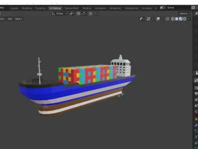 Cargo Ship  Low-poly 3D model