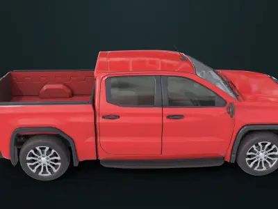 Generic Pickup Truck 02 Red All PBR Unity UE Textures 3D model