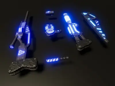 Scifi weapons set Low-poly 3D model