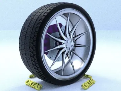 ORTAS CAR RIM 58 GAME READY RIM TIRE AND DISC 3D model