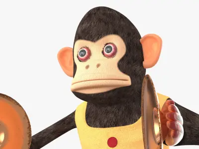 Clapping Monkey Figurine in Yellow Vest 3D model