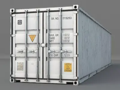 Cargo Container White 40 feet PBR 3D model