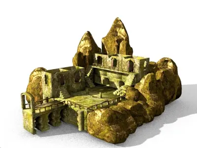 old abandoned prison dungeon island 3D model