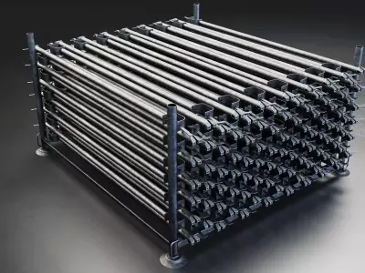 Scaffolding Storage Rack with Steel Poles Low-poly 3D model