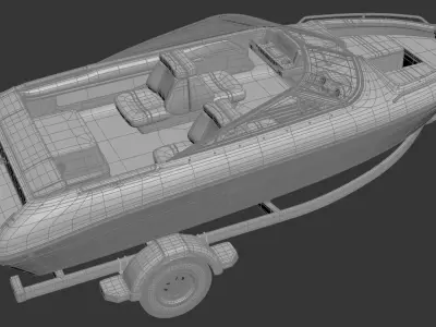 Sea Ray 180 1992 Bowrider Boat with Trailer  Detailed 3D Model 3D model