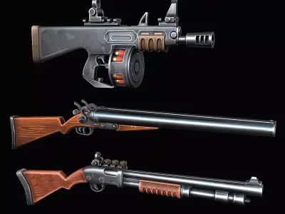 Collection of Stylized Shotguns 3D Model Pack