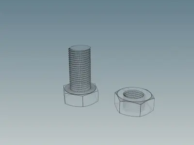 Screw with Nut M10X1-0 Free 3D model