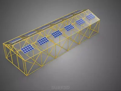 SOLAR POWERED PLANT CROP GREENHOUSE HOTHOUSE GLASSHOUSE GARDEN 3D model