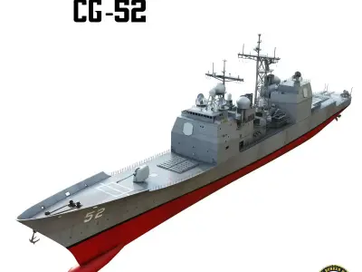 Aegis Cruiser CG-52 USS Bunker Hill Low-poly 3D model